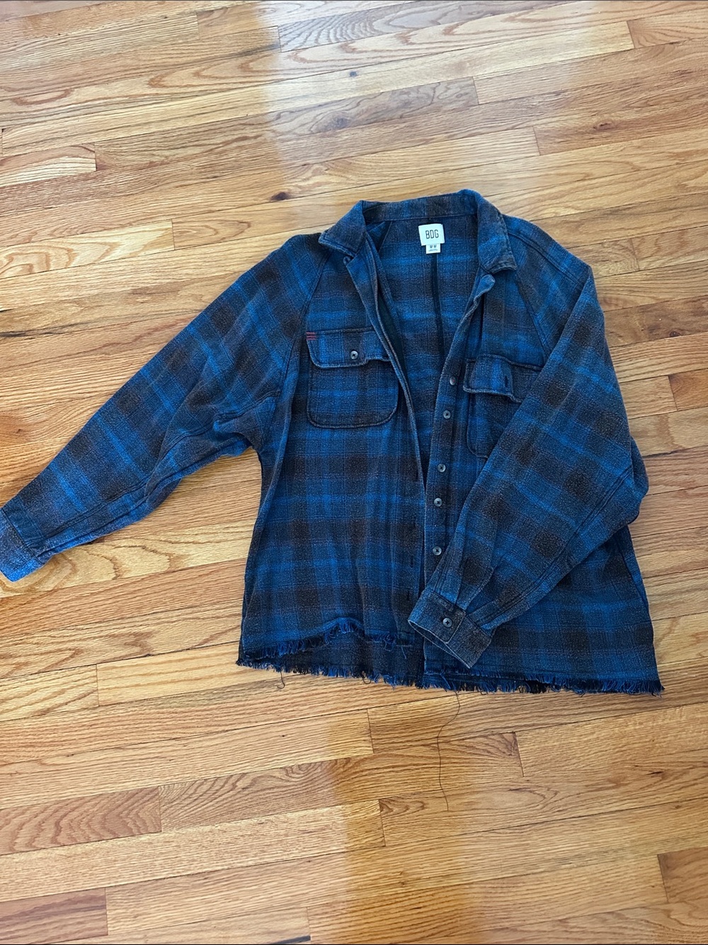 Urban Outfitters- BDG Women’s Blue and Dark-Brown Plaid Button-Down Shirt